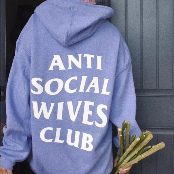 Anti Social Wives Club Hoodie Sweatshirt in Periwinkle Size Medium - Picture 3 of 11